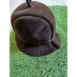 Vtg Brown Velvet Bucket Bowler Hat Exclusive For Lisa Paris New York 6 5/8‎